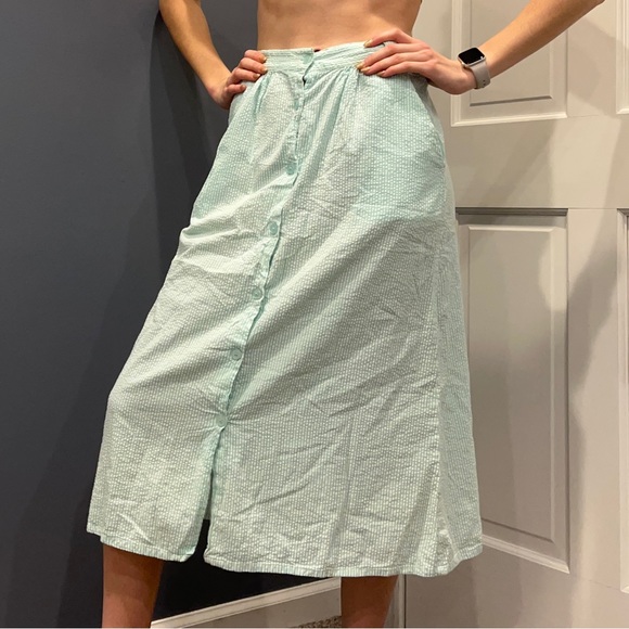 Vintage Bedford Fair Striped Button Down Midi Dress - Picture 14 of 16